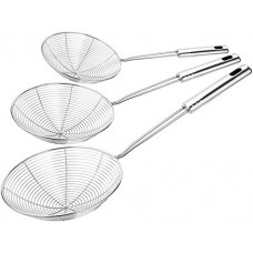 Deals, Discounts & Offers on  - Fun Homes Stainless Steel Deep Fry/Mesh Strainer/Jhara/Puri Strainer Set of 3 Pcs (16 & 18 & 20 cm)