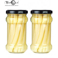 Deals, Discounts & Offers on  - Favola Essentials Round Lug Glass Jar, Black Lid, 200 ml, Set of 2, Clear