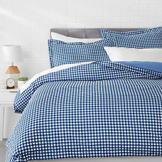 Deals, Discounts & Offers on  - AmazonBasics Microfiber Checkered 3-Pieces Queen Gingham Plaid Quilt/Duvet/Comforter Cover Set
