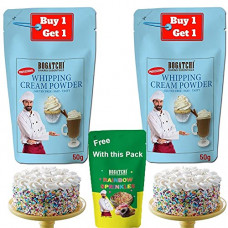 Deals, Discounts & Offers on  - BOGATCHI Whipped Cream | Whipping Cream Powder, Whipping Cream for Cake, Premium Whipping Cream Powder, | Free One Extra Whipping Cream Powder (50g) + Rainbow Sprinkler(25g) worth Rs. 194