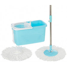Deals, Discounts & Offers on Home Improvement - Presto! Spin Mop, Rectangular Bucket with Plastic Basket and in-built wheels, 2 Refills