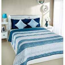 Deals, Discounts & Offers on  - Amazon Brand - SolimoBrickline Microfibre Printed Quilt Blanket/Comforter, Double, 120 GSM, Blue