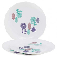 Deals, Discounts & Offers on  - SimpArte Round Set of Plastic Breakfast Plates Set of 3, Contemporary Design Print/White Base