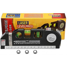 Deals, Discounts & Offers on Home Improvement - UNIVERSAL BUYERL 03 NEW01 Level Laser Plastic Horizon Vertical Measure Tape Aligner Bubbles Ruler Multifunction Leveler Tool (Black)01
