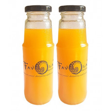 Deals, Discounts & Offers on  - FAVOLA Embossed Design Juice Glass Bottle with Airtight Black Lid (Transparent; 300 ml) Pack of 2