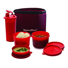Deals, Discounts & Offers on  - Signoraware Combo Medium Executive Lunch with Bag, Deep Red