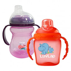 Deals, Discounts & Offers on Baby Care - LuvLap Hippo Sipper / Sippy Cup 225ml, Anti-Spill Design with Soft Silicone Spout, 6m+ (Orange) & LuvLap Moby Little Sipper/ Sippy Cup 240ml, Anti-Spill Design with Soft Silicone Spout, 6m+ (Purple)
