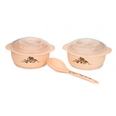 Deals, Discounts & Offers on  - Afast Plastic Printed Dinner, Set of 3 Pcs - 07, Pink, 1100 Ml