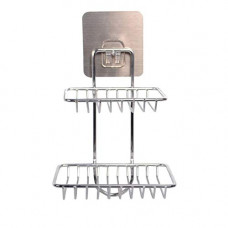 Deals, Discounts & Offers on Home Improvement - XML Wall Mounted Double Layer soap Cady Dish Holder Stainless Steel Wall Hanging Soap Storage Rack For Kitchen Bathroom-with Self Adhesive Magic Sticker(Silver), Standard