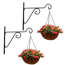 Deals, Discounts & Offers on Outdoor Living  - Leafy Tales Plant Hanger Brackets Wall Mounted - Metal Hanging Hooks, Holder For Indoor Outdoor Planters - Black - Pack of 2 (Wall mounting - 2)