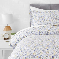 Deals, Discounts & Offers on  - AmazonBasics Microfiber 2-Piece Quilt/Duvet/Comforter Cover Set - Single (66x90-inch), Blue Floral - with pillow cover