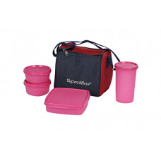 Deals, Discounts & Offers on  - Signoraware Best Plastic Lunch Box Set with Bag, 200ml, 4-Pieces, Pink
