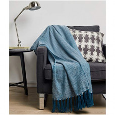 Deals, Discounts & Offers on  - AmazonBasics Polyester & Acrylic Herringbone Knitted Fringed Throw Blanket - 60 x 80 Inches, Teal, Pack of 1