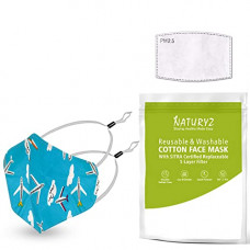 Deals, Discounts & Offers on  -  NATURYZ Kids Cotton Face Mask (3-12 Years) with 5 Layer N95 SITRA Certified filters | Reusable, Washable, Breathable with Comfortable Head loop