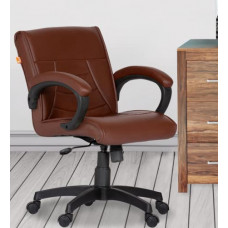 Deals, Discounts & Offers on Furniture - Da URBAN Haven Mid-Back Swivel Computer Office Chair with Armrests, Ergonomic Leatherette-Padded Desk Chair (Brown)