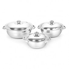 Deals, Discounts & Offers on  - Classic Essentials Stainless Steel 3 Pcs Handi Set with lid & 3 Serving Spoon