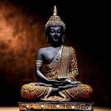 Deals, Discounts & Offers on  - Global Grabbers Sitting Buddha Idol Statue Showpiece Orange and Black