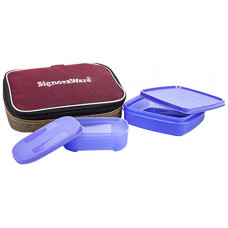 Deals, Discounts & Offers on  - Signoraware Plastic Twin Smart Lunch Box with Bag, Deep Violet