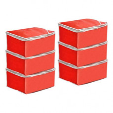 Deals, Discounts & Offers on  - PrettyKrafts Saree Cover Set of 6 Large/Wardrobe Organiser/Clothes Bag_Red
