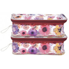 Deals, Discounts & Offers on  - Fun Homes Flower Printed Tranasparent Multiuses PVC Pouch/Bag For Vacation, Bathroom, Organizing With Carrying Strip- Pack of 2 (MultiColor)-44FH0597