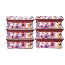 Deals, Discounts & Offers on  - Fun Homes Flower Printed Tranasparent Multiuses PVC Pouch/Bag For Vacation, Bathroom, Organizing With Carrying Strip- Pack of 6 (MultiColor)-44FH0603