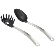 Deals, Discounts & Offers on  - Amazon Brand - Solimo Serving Spoon & Spaghetti Server with Stainless Steel Handle, Set of 2