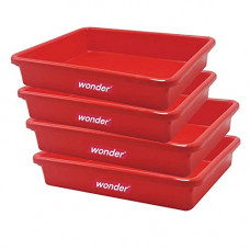 Deals, Discounts & Offers on  - Wonder Plastic Exel Small Ractangular Multipurpose Organising & Storage Tray Set, 4 pc Set, Red Color, Made in India, KBS02410