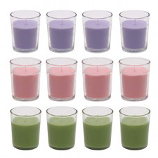 Deals, Discounts & Offers on  - Amazon Brand - Solimo Votive Glass Candles, Pack of 12 (Scented - Lavender, Lemon Grass & Rose)