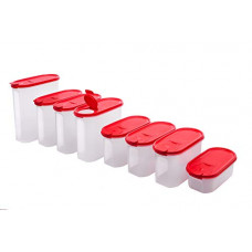 Deals, Discounts & Offers on  - Signoraware Modular Plastic Cereal Dispenser Set, 8-Pieces, Red