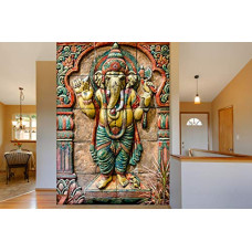 Deals, Discounts & Offers on Home Improvement - 999Store 3D Print Latest Door Living Room Bed Room Home Hall Wall Stickers Sheet roll 3D Ganesha Wallpapers