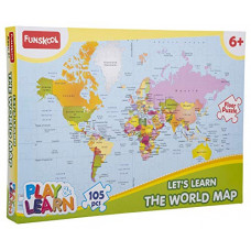 Deals, Discounts & Offers on  - Funskool - Play & Learn World Map, Educational, 105 Pieces, Puzzle, For 6 Year Old Kids And Above,Multicolor