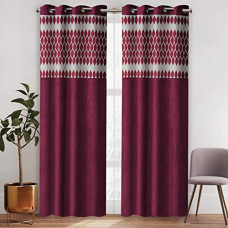 Deals, Discounts & Offers on  - Amazon Brand - Solimo Cadenza Polyester Curtain, Long Door - 9 feet (2.74 m), Red, Pack of 2
