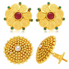 Deals, Discounts & Offers on Women - Sukkhi Ethnic Gold Plated Wedding Jewellery Set of 2 Pair Temple Stud Earring Combo For Women (318CB850)