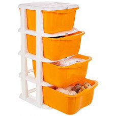 Deals, Discounts & Offers on  - Amazon Brand - Solimo Plastic Multipurpose Modular Drawer, 4 Racks (Standard, Orange)