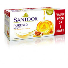 Deals, Discounts & Offers on Beauty Care - Santoor PureGlo Glycerine Soap with Almond Oil and Glycerine, 125g (Pack of 6)
