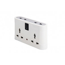 Deals, Discounts & Offers on Home Improvement - Syska SSK-MPS-0401 ABS 4 Way Power Plug (White and Grey)