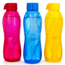 Deals, Discounts & Offers on  - Signoraware Aqua Drop Plastic Water Bottle (Set of 3), 1 Litre, Multicolor