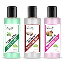 Deals and Offers on Beauty Care - Luster Aloe Vera & Organic Coconut & Fruitamin Extra Care Cleansing Milk - 210 ml (Pack of 3) Deals, Discounts & Offers on Beauty Care - Luster Aloe Vera & Organic Coconut & Fruitamin Extra Care Cleansing Milk - 210 ml (Pack of 3)