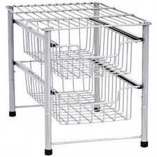 Deals and Offers on  - AmazonBasics 2-Tier Sliding Drawers Basket Storage Organizer, Silver, Stainless Steel, Pack of 1 Deals, Discounts & Offers on  - AmazonBasics 2-Tier Sliding Drawers Basket Storage Organizer, Silver, Stainless Steel, Pack of 1
