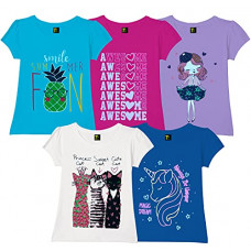 Deals, Discounts & Offers on  - [Size 5Y] Tom & Tina Regular Fit Girls T-Shirts - Pack of 5, Multi-Colored (Tshrt-0173)