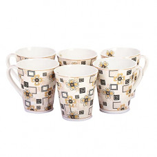 Deals, Discounts & Offers on  - Anwaliya Aitne Series Bone China Coffee Mugs, 280 ml, Set of 6, D1