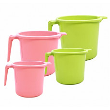 Deals, Discounts & Offers on  - Wonder Dyna 1000 & 2000 LT Plastic Mug, Set of 4, 2 Pc 1000 ml & 2 Pc 2000 ml Mug, Pink Green Color,