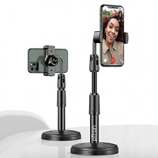 Deals, Discounts & Offers on Mobile Accessories - pTron Mount DSM1 360 Rotating Mobile Phone Desktop Stand, 24cm-32cm Adjustable Height, Sturdy & Stable Microphone Style Design, Lightweight, Portable & Easy Install (Black)