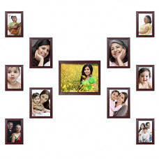 Deals, Discounts & Offers on  - Amazon Brand - Solimo Collage Photo Frames, Set of 11,Wall Hanging (6 pcs - 4x6 inch, 4 pcs - 5x7 inch, 1 pc - 8x10 inch), Rosewood Color