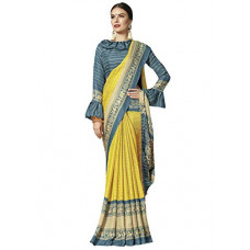 Deals, Discounts & Offers on Women - Shasmi Women's Woven Printed Art Silk Saree with Blouse Piece Khadi 1 Yellow Grey and