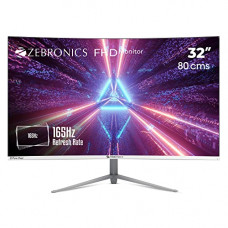 Deals, Discounts & Offers on  - Zebronics ZEB-AC32FHD Curved Slim Gaming LED Monitor with 80cm (32) Wide Screen, Full HD 1920x1080, 165Hz Refresh Rate, Display Port, HDMI, 300cd/m Bright, USB, Built in Speaker and Wall mountable