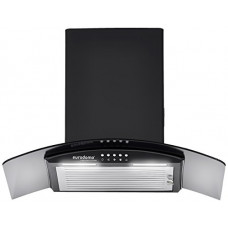 Deals, Discounts & Offers on  - Eurodomo 60 cm 1050 m/hr curved glass Kitchen Chimney (Hood Onyx PB BK 60, Baffle Filter, Black)
