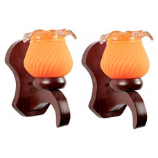 Deals, Discounts & Offers on  - Somil Sconce Wall Lamp With Wooden Fitting And Decorative Colorful Glass Shade (Set Of 2, Round, All Fixture), Compatible With 5 TO 80 Watt LED And Other B22 Holder Bulb