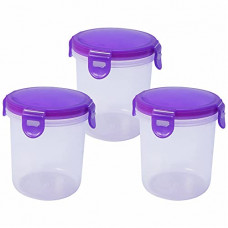 Deals, Discounts & Offers on  - Wonder Plastic Prime Klick N Seal 500 Air Tight Container, Set of 3, 500 ml, Violet Color, Made in India, KBS00480