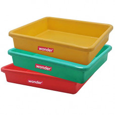Deals, Discounts & Offers on  - Wonder Plastic Prime Exel 555 Bath Tray Set, 3 Pc Tray 9.5 Ltr, Red Yellow Green Color, Made In India, Kbs01772